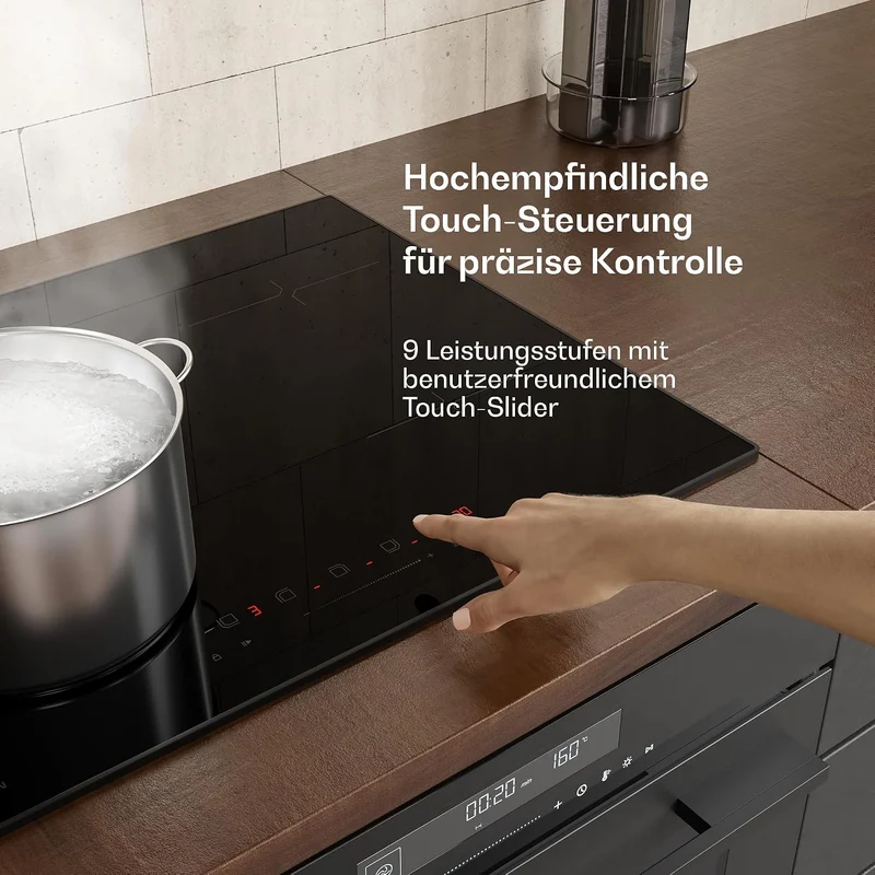 Klarstein Velaire Induktionskochfeld - 60cm, 4-Zonen, 7000W Boost, Touch-Slider, Timer, Kindersicher