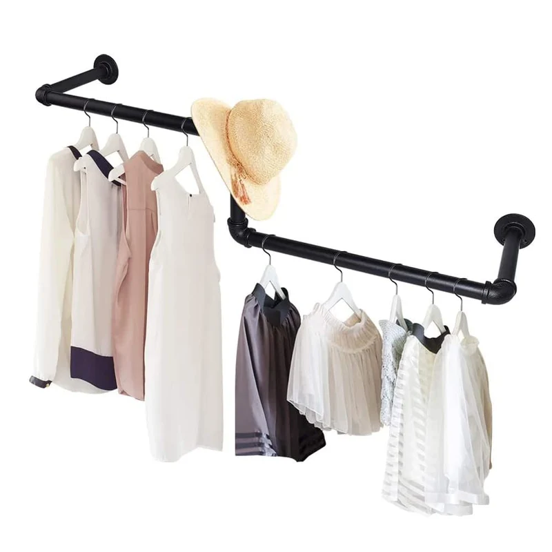 Kleiderstange, Wandgarderobe, Kleiderstange, industrieller Stil, platzsparend, Tragkraft 68 kg, einf