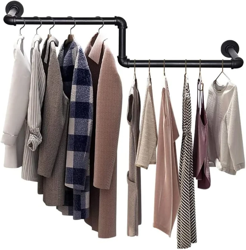 Kleiderstange, Wandgarderobe, Kleiderstange, industrieller Stil, platzsparend, Tragkraft 68 kg, einf
