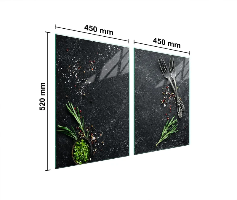 DarHaus Herdabdeckplatten 45x52 cm 2-teilig Ceranfeldabdeckung Induktion Herdschutz Spritzschutz Gla