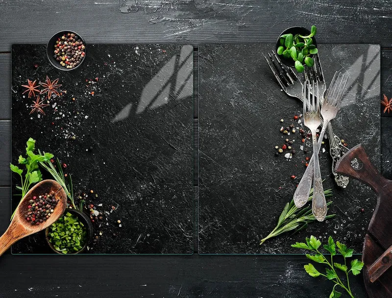 DarHaus Herdabdeckplatten 45x52 cm 2-teilig Ceranfeldabdeckung Induktion Herdschutz Spritzschutz Gla