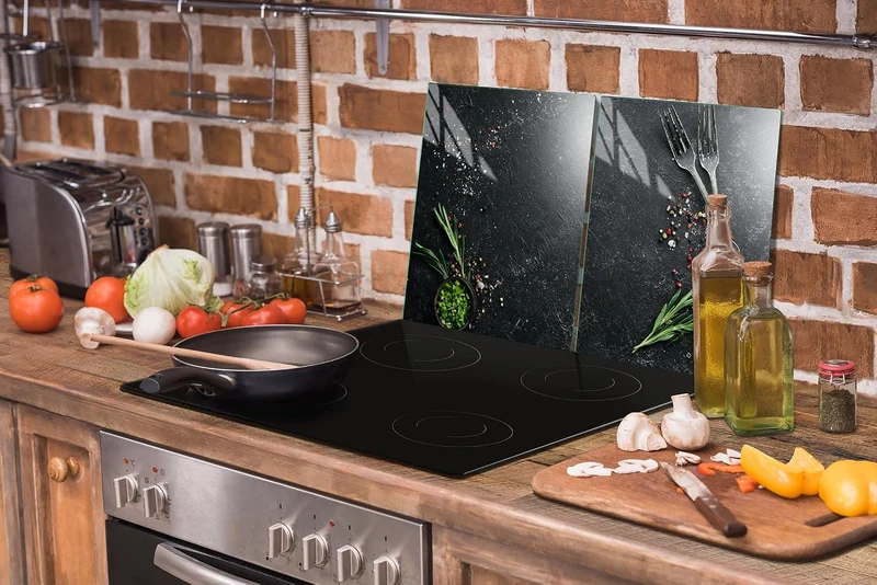 DarHaus Herdabdeckplatten 45x52 cm 2-teilig Ceranfeldabdeckung Induktion Herdschutz Spritzschutz Gla