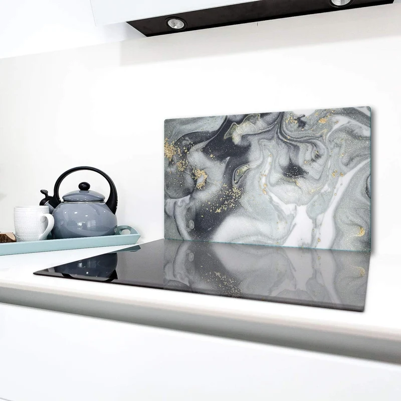 TMK | Herdabdeckplatte 90x52 cm Glas Ceranfeldabdeckung Induktion Herdschutz Spritzschutz Glasplatte