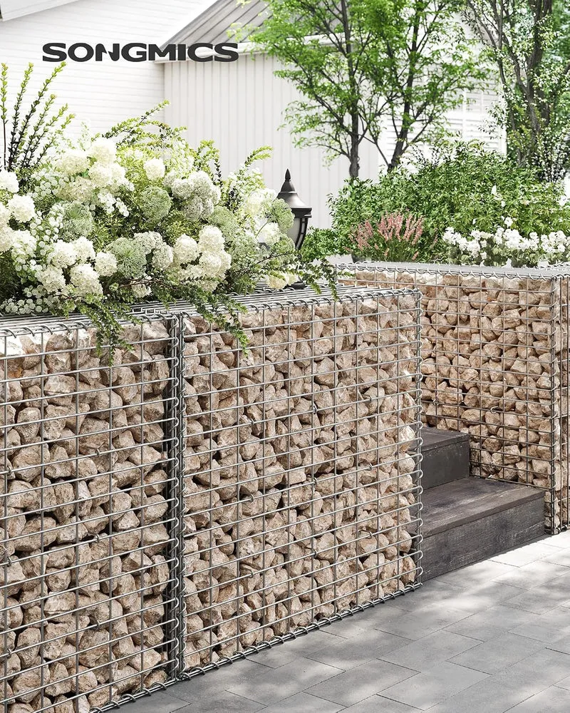 SONGMICS Gabionenkorb, Metall-Steinkorb, verzinkt, 100 x 90 x 30 cm 1 100 x 90 x 30 cm, 1 100 x 90 x