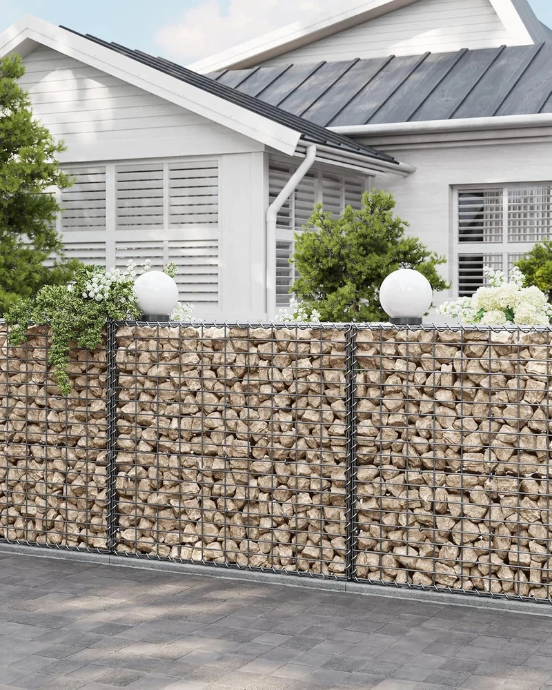 SONGMICS Gabionenkorb, Metall-Steinkorb, verzinkt, 100 x 90 x 30 cm 1 100 x 90 x 30 cm, 1 100 x 90 x
