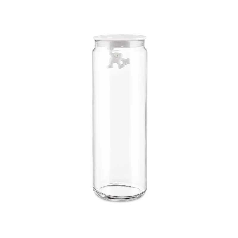 Alessi "Gianni" Küchendose aus Glas mit abgedichtem Deckel, thermoplastischem Harz, weiss Glas, Weis
