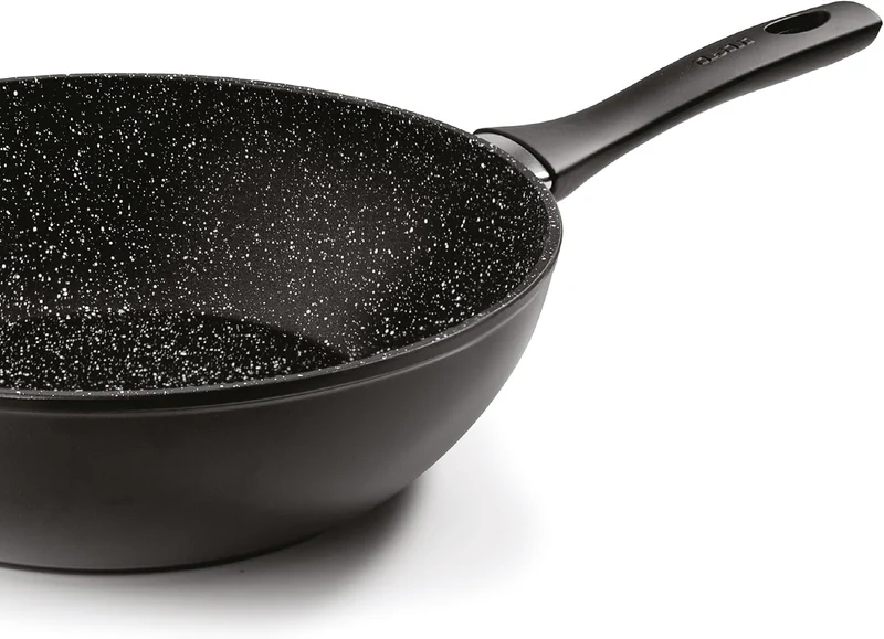 IBILI - Wok Natura, 30 cm, Aluminium, Anti-Haft-Beschichtung im Stein-Stil, geeignet für Induktion