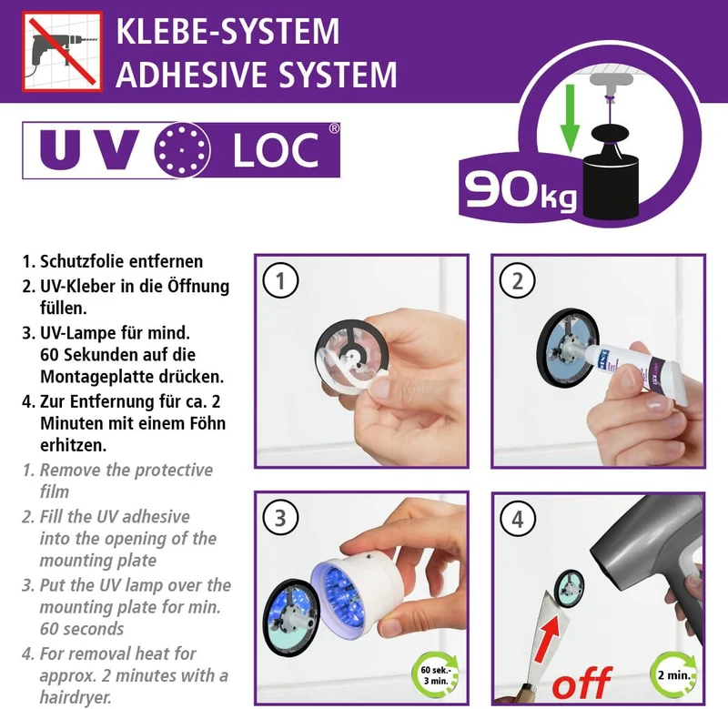 WENKO UV-Loc Handtuchring, Wandhalter für Handtücher aus Vierkantrohr zum Befestigen ohne Bohren mit