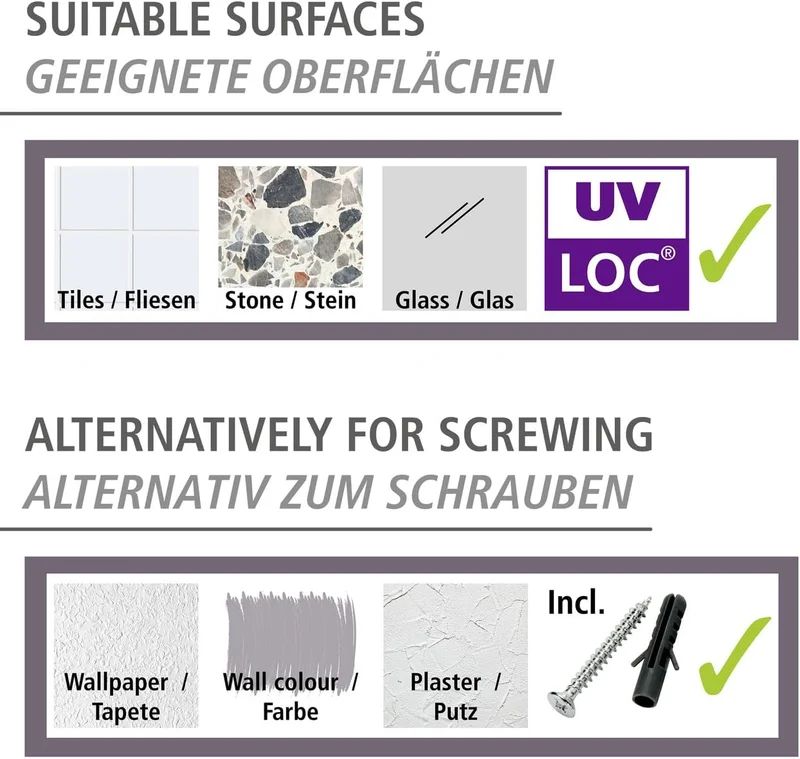WENKO UV-Loc Handtuchring, Wandhalter für Handtücher aus Vierkantrohr zum Befestigen ohne Bohren mit