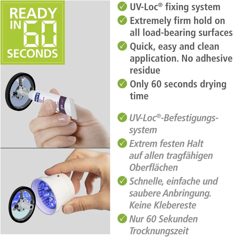WENKO UV-Loc Handtuchring, Wandhalter für Handtücher aus Vierkantrohr zum Befestigen ohne Bohren mit