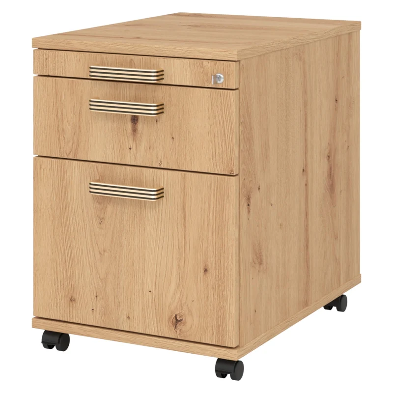 bümö Rollcontainer mit Hängeregistratur, Container abschliessbar aus Holz in Asteiche - Rollwagen fü