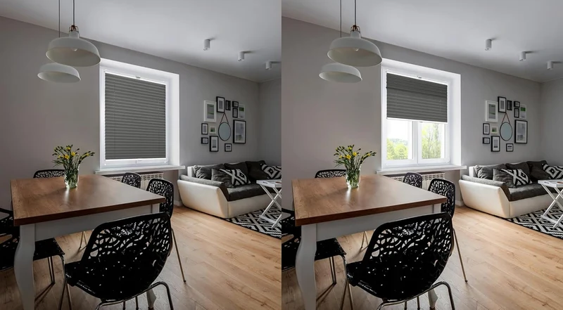 Domdeco Plissee 95x150cm Anthrazit mit weiss lackierten Alu-Profilen, KlemmFix-Halterung zur Montage