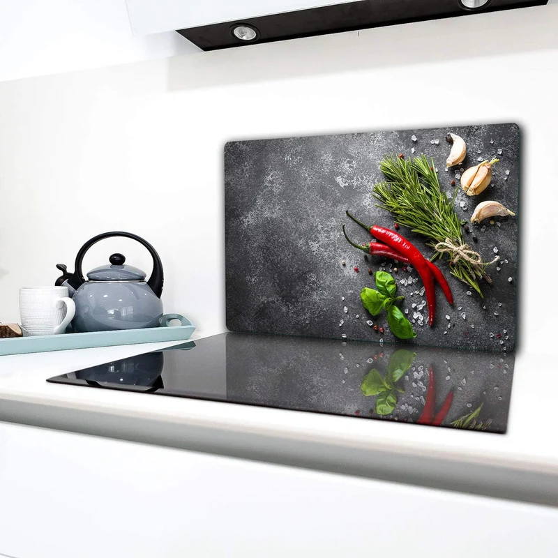 TMK | Herdabdeckplatte 80x52 cm 1-teilig Ceranfeldabdeckung Induktion Herdschutz Spritzschutz Glaspl