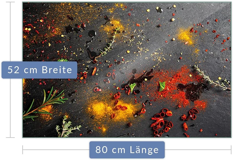 Herdabdeckplatte Abdeckung Ceranfeld Abdeckplatte Schneidebrett 1-Teilig 80x52 Gewürze Mehrfarbig Sp