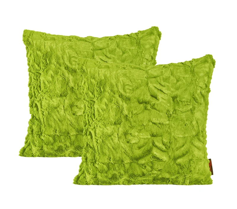 MAGMA Fluffy Kissenhülle ca. 50 x 50 cm kuschelweicher Plüsch in Felloptik 30 Grün (2er Set)