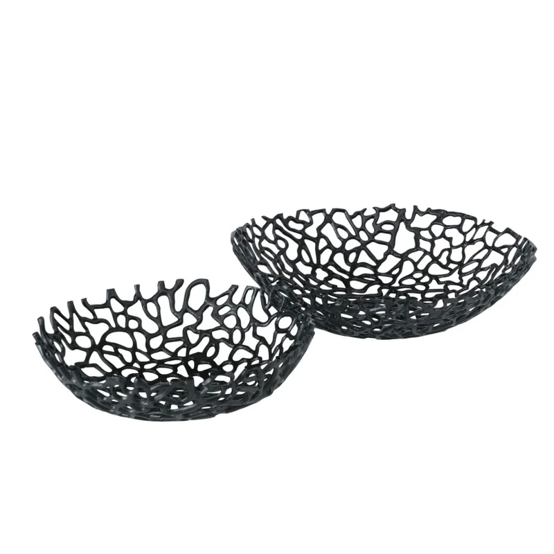 Boltze Schalen Set Fidan (2er Set, Dekoschale schwarz, abstraktes Muster, Obstschale, Design Schale,