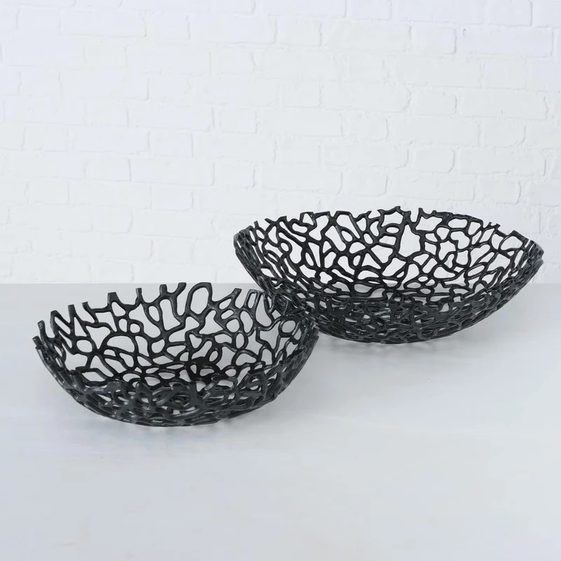 Boltze Schalen Set Fidan (2er Set, Dekoschale schwarz, abstraktes Muster, Obstschale, Design Schale,