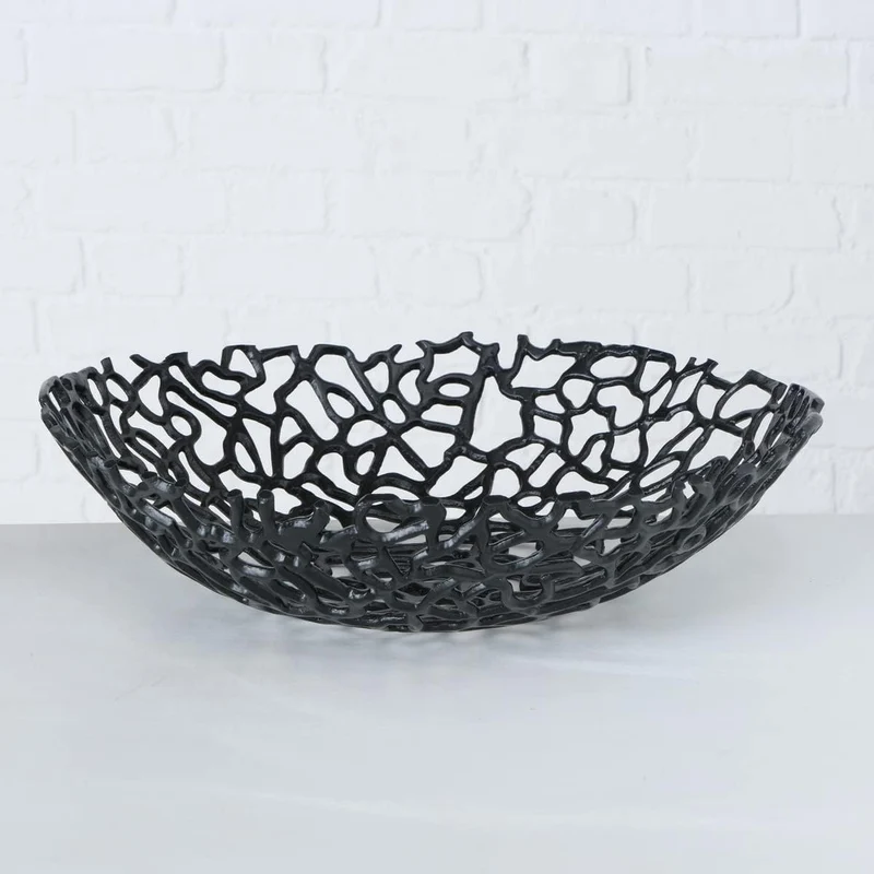 Boltze Schalen Set Fidan (2er Set, Dekoschale schwarz, abstraktes Muster, Obstschale, Design Schale,