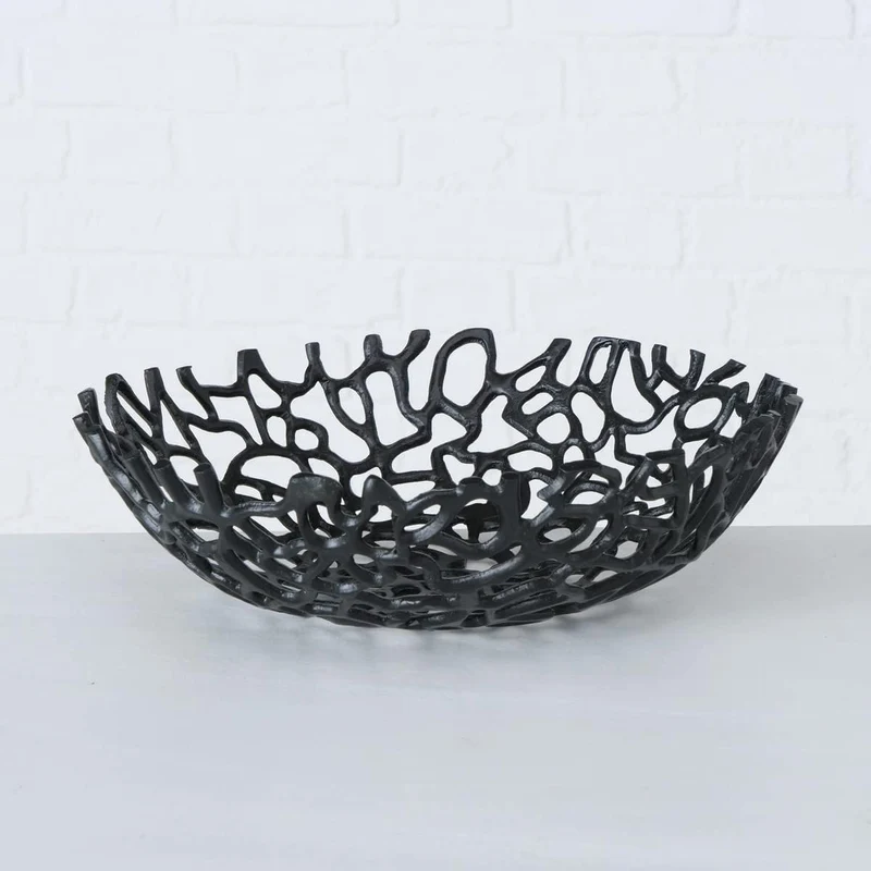 Boltze Schalen Set Fidan (2er Set, Dekoschale schwarz, abstraktes Muster, Obstschale, Design Schale,