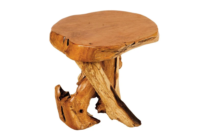 Windalf Rustikaler Beistelltisch Karima Winwood 56 cm Kleiner Wohnzimmertisch UNIKAT Handarbeit aus