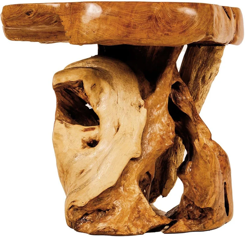 Windalf Rustikaler Beistelltisch Karima Winwood 56 cm Kleiner Wohnzimmertisch UNIKAT Handarbeit aus
