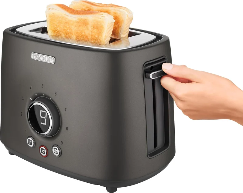 Sencor STS6058BK STS 605 Toaster, Edelstahl, Schwarz