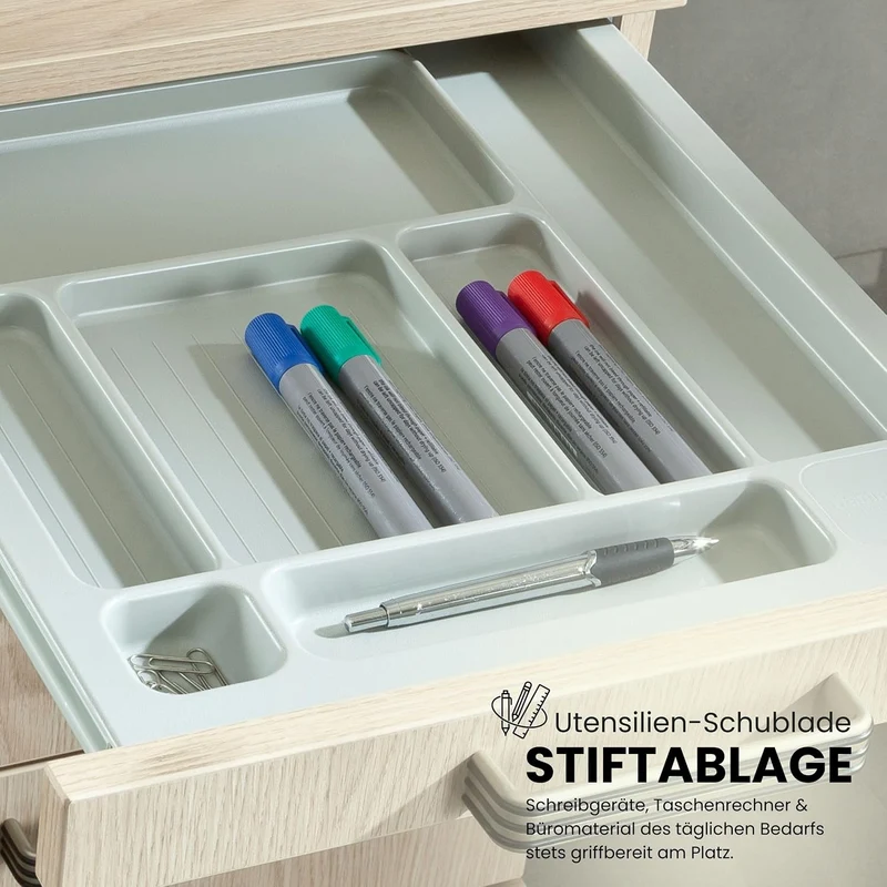 bümö Rollcontainer mit Hängeregistratur, Container abschliessbar aus Holz in Eiche - Rollwagen für's