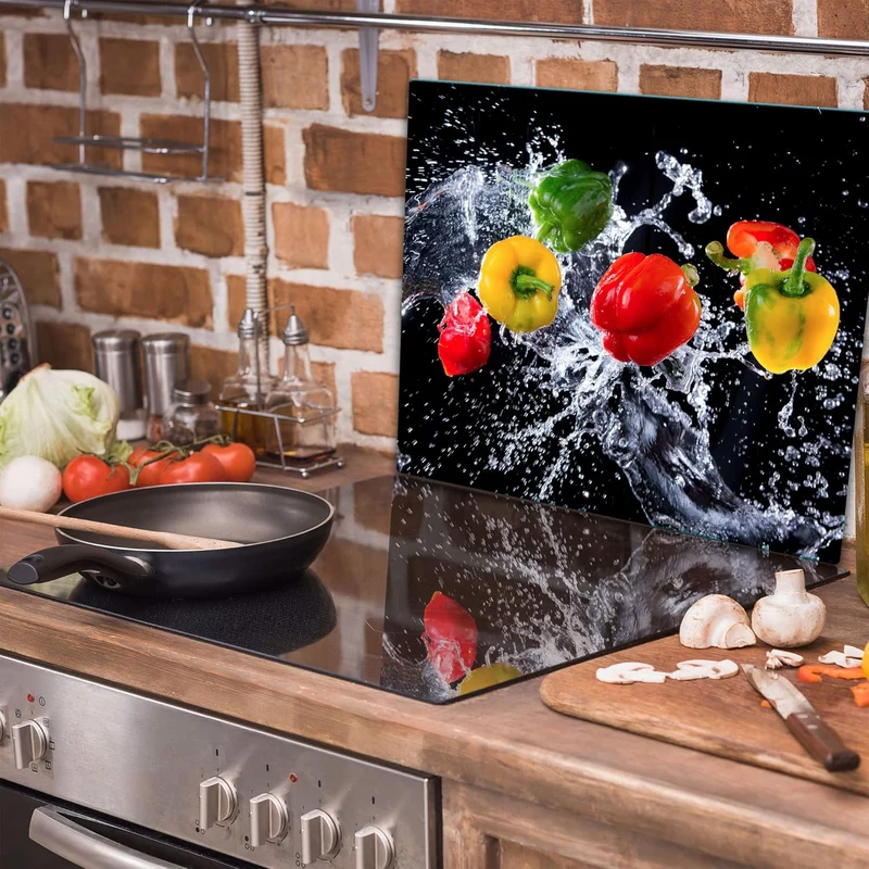 TMK | Herdabdeckplatte 60x52 Einteilig Glas Elektroherd Induktion Herdschutz Spritzschutz Glasplatte