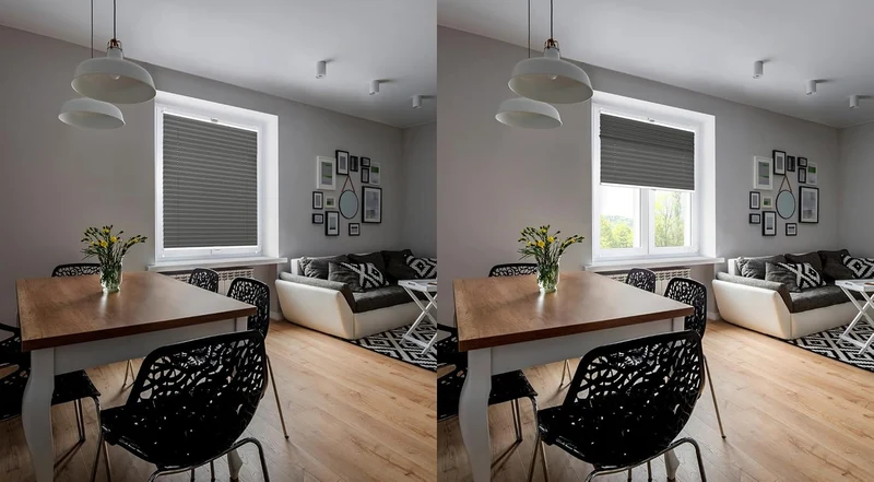 Domdeco Plissee 90x220cm Anthrazit mit weiss lackierten Alu-Profilen, KlemmFix-Halterung zur Montage