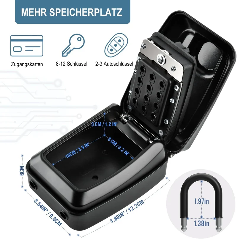 ENONEO Schlüsseltresor mit Zahlencode Schlüsselbox mit Bügel Ultra-Robustes Kleine Schlüsselsafe Aus