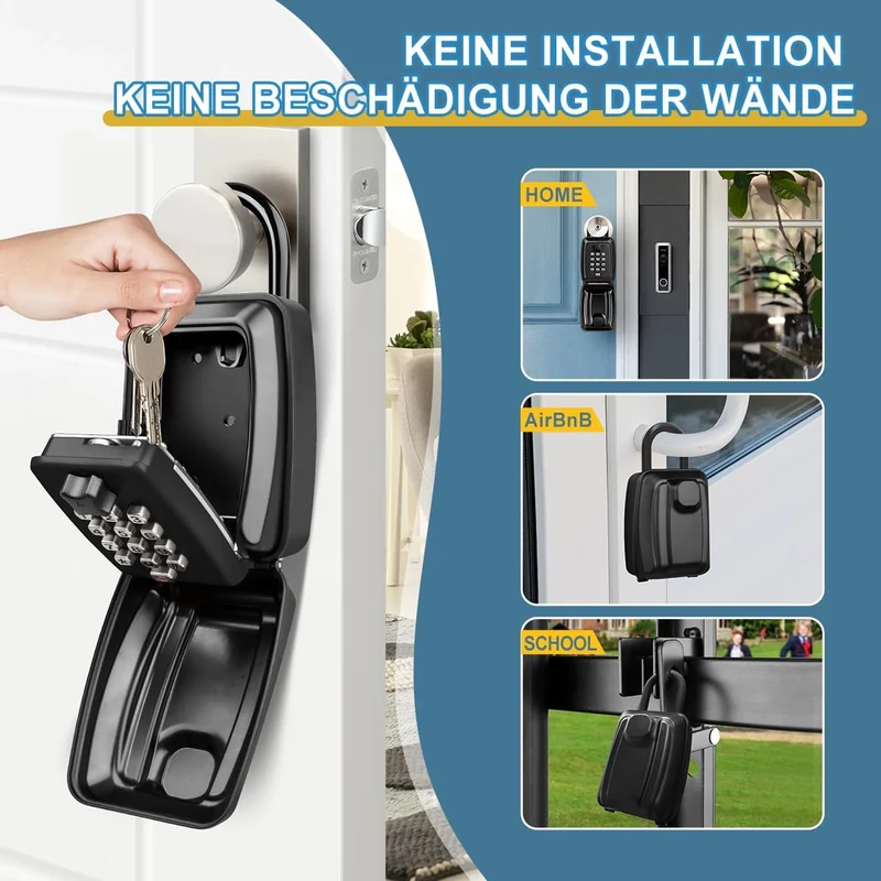 ENONEO Schlüsseltresor mit Zahlencode Schlüsselbox mit Bügel Ultra-Robustes Kleine Schlüsselsafe Aus