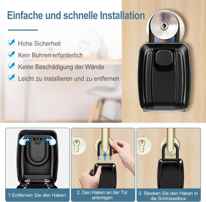 ENONEO Schlüsseltresor mit Zahlencode Schlüsselbox mit Bügel Ultra-Robustes Kleine Schlüsselsafe Aus