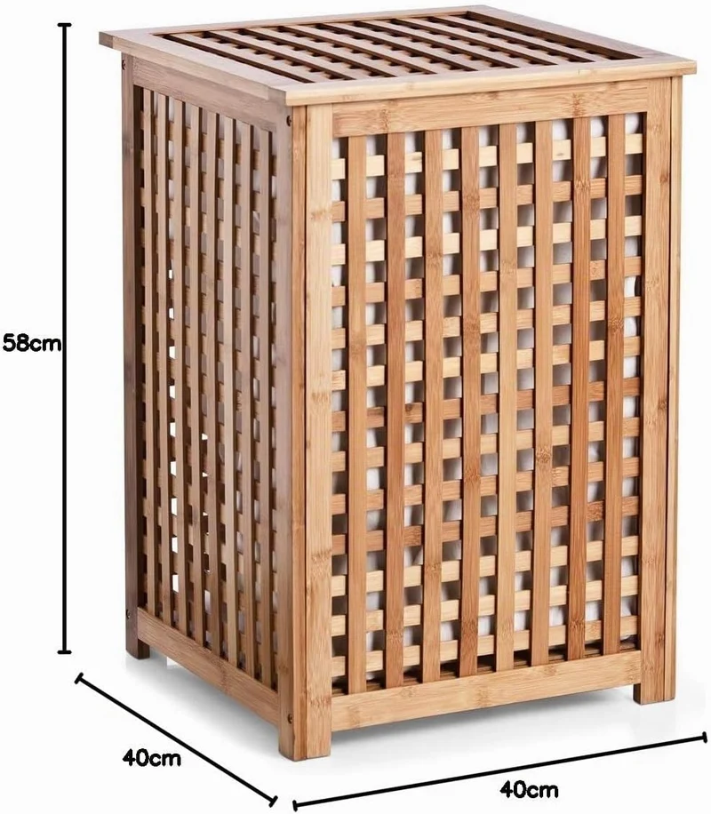 Zeller 13438 Wäschetruhe 40 x 40 x 58 cm, Bamboo