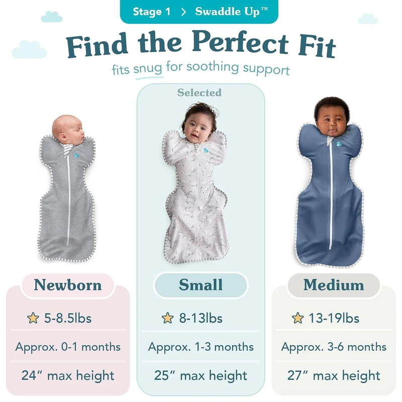 Love To Dream Pucksack Lite, Baby Erstausstattung Small (3,5-6 kg), ideal für warme Temperaturen 24-