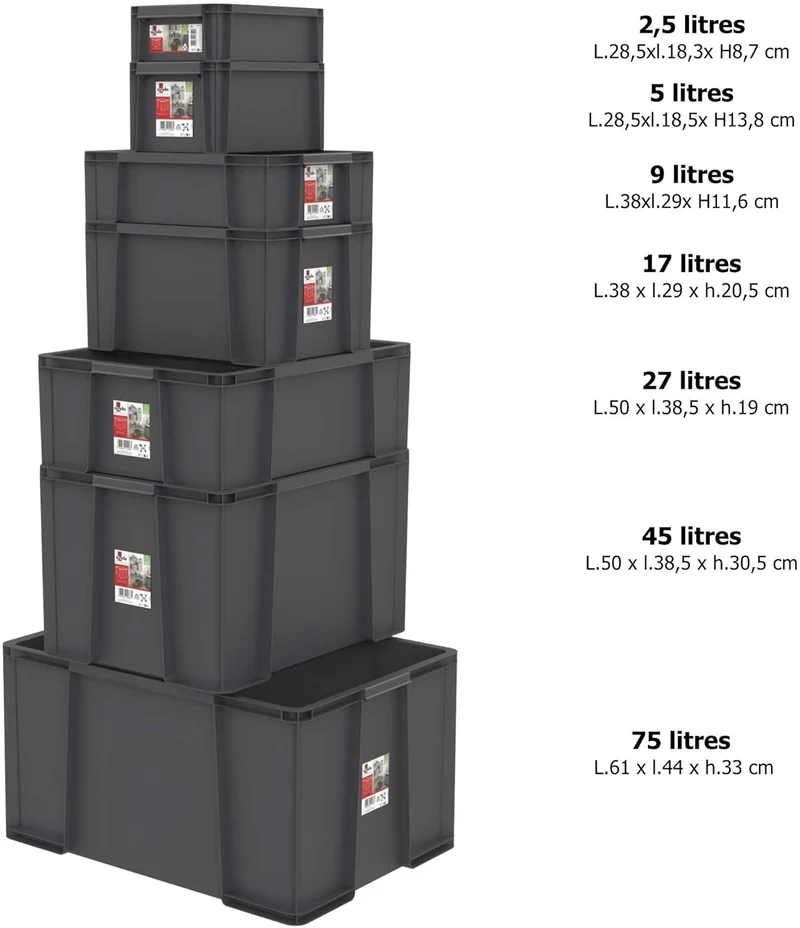 Sundis 4er set MASTER BOX, 9L - Modular und stapelbar - Anthrazitgrau SET 4X9L, SET 4X9L
