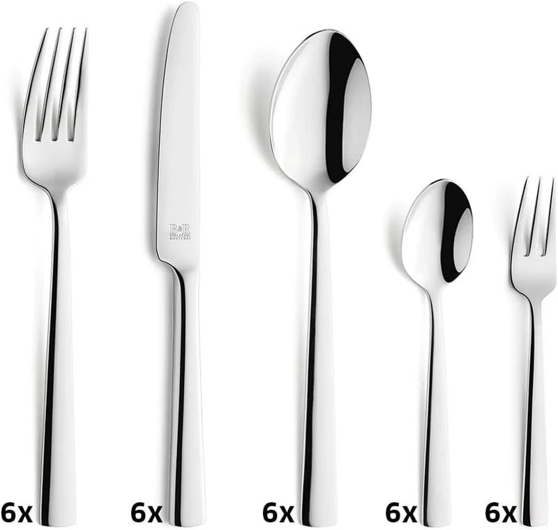 Beckmann & Rommerskirchen Besteckset 30-teilig 3591 MANO | Spülmaschinengeeignet | Satiniert | Essbe