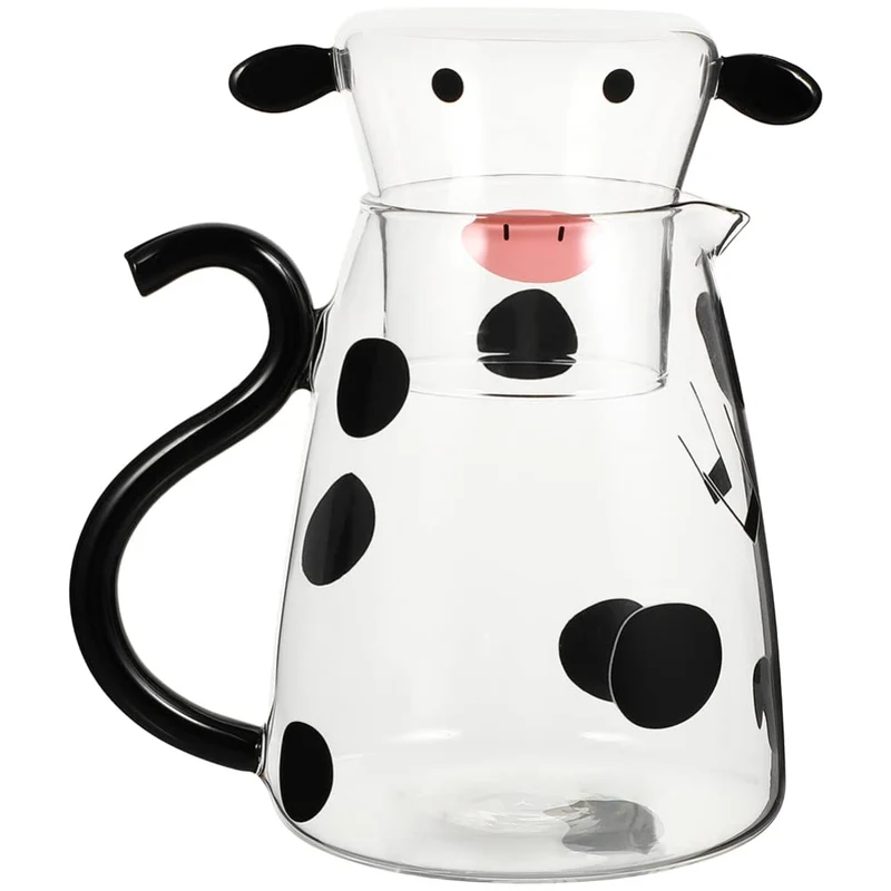 TOPBATHY Kaltes Wasserkrug mit Tasse Heimglas Juice Getränkglas Pitcher Cartoon Cow