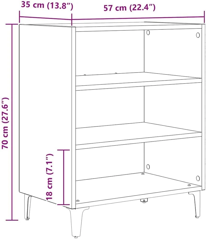 vidaXL Sideboard Artisan-Eiche 57x35x70 cm Holzwerkstoff Braun, Braun