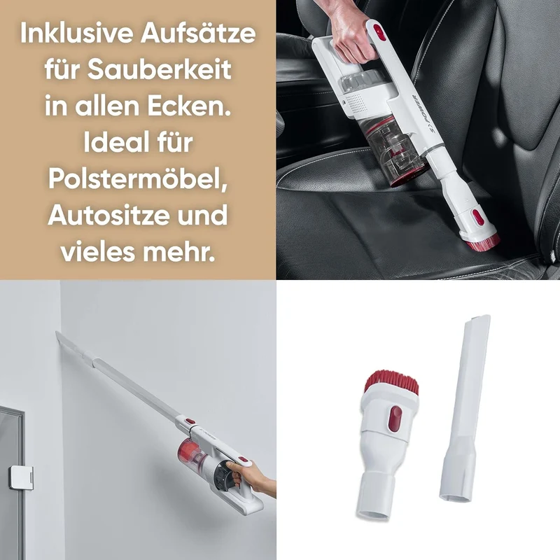 SEVERIN 2-in-1 Stiel- und Handstaubsauger, Akku Staubsauger mit bis zu 40 Min. Laufzeit, kabelloser