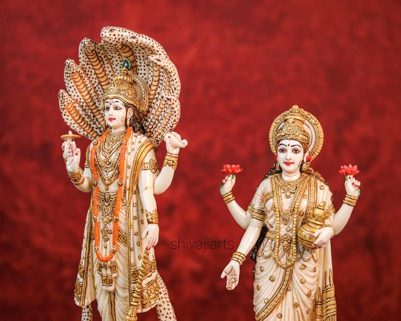 SHIVAJI ARTS Vishnu Lakshmi Statue, 31,5 cm, Göttin Lakshmi Statue, Hinduistische Göttin des Geldes,