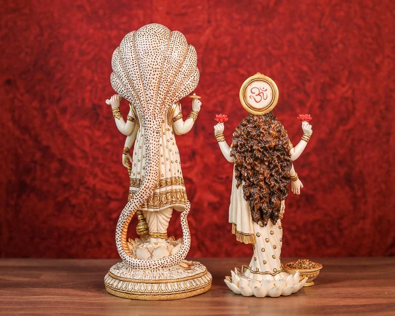SHIVAJI ARTS Vishnu Lakshmi Statue, 31,5 cm, Göttin Lakshmi Statue, Hinduistische Göttin des Geldes,