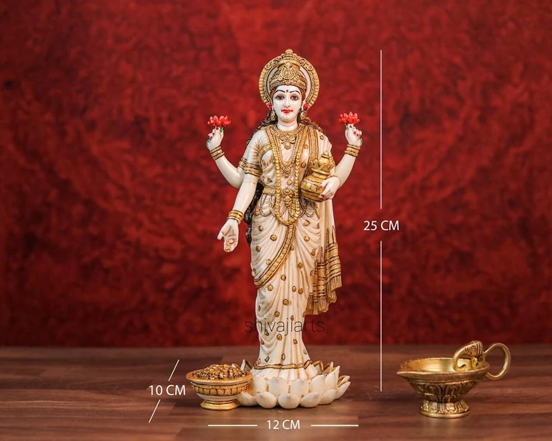 SHIVAJI ARTS Vishnu Lakshmi Statue, 31,5 cm, Göttin Lakshmi Statue, Hinduistische Göttin des Geldes,