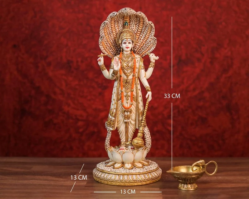 SHIVAJI ARTS Vishnu Lakshmi Statue, 31,5 cm, Göttin Lakshmi Statue, Hinduistische Göttin des Geldes,