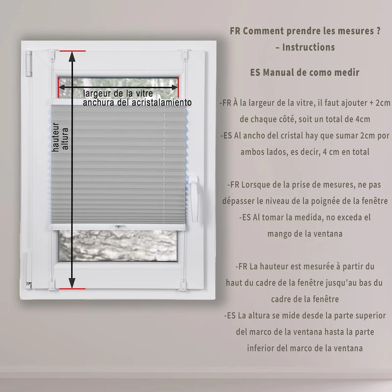 DECOOR Plissee ohne Bohren 65cm x 100cm Faltrollo Rollo für Fenster und Tür Nicht-invasive Fensterja