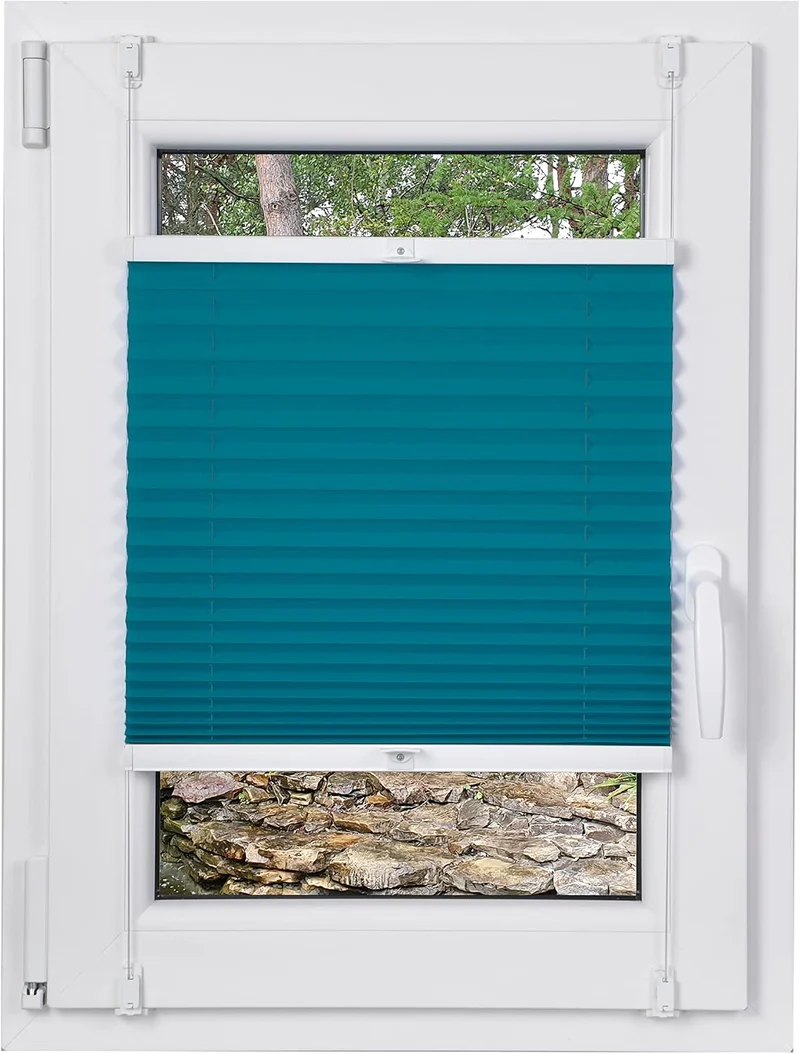 DECOOR Plissee ohne Bohren 70cm x 100cm Faltrollo Rollo für Fenster und Tür Nicht-invasive Fensterja