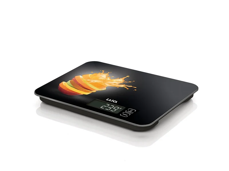 Laica KS5015 Elektronische Küchenwaage, schwarz, gehärtetes Glas, Touch-Sensor-Tasten, 15 kg, elektr