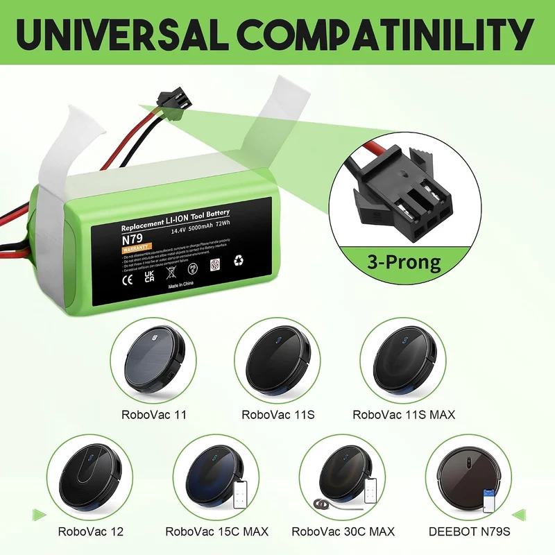 5000mAh Ersatzakku für Eufy RoboVac G10 G20 G30 G35 G40 Hybrid, für RoboVac 11 11S 11S MAX 12 15C 15