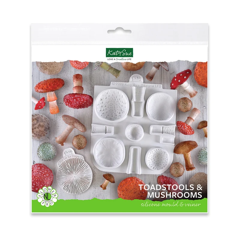 Katy Sue Designs Flower Pro Fliegenpilze & Pilze Silikonform & Veiner für Kuchendekoration & Basteln