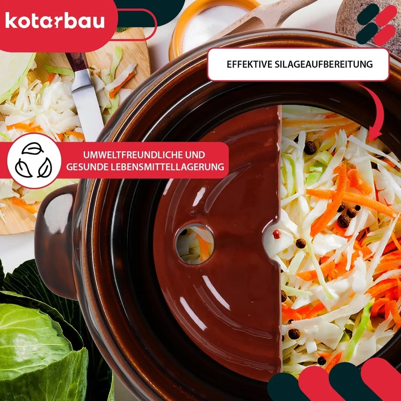 KOTARBAU® Gärtopf 25 L Steinguttopf mit Deckel und Beschwerungsstein Hermetisch Sauerkrauttopf Gurke