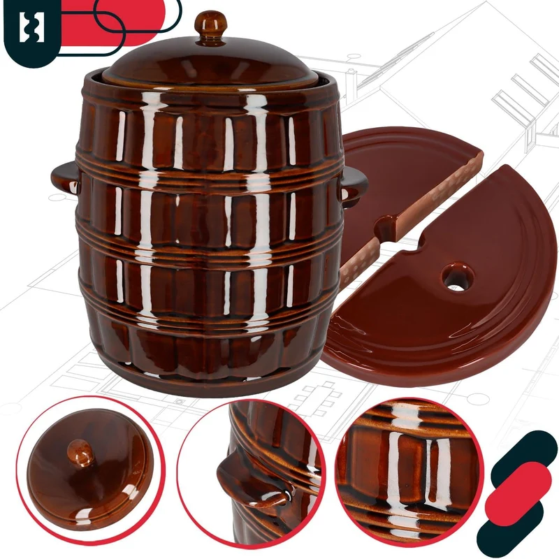 KOTARBAU® Gärtopf 25 L Steinguttopf mit Deckel und Beschwerungsstein Hermetisch Sauerkrauttopf Gurke